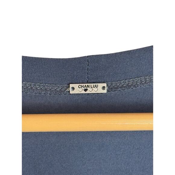 Chan Luu Gray Button Front Long Tunic Top 3/4 Sleeve Boho Y2K Minimalist M - Picture 4 of 11